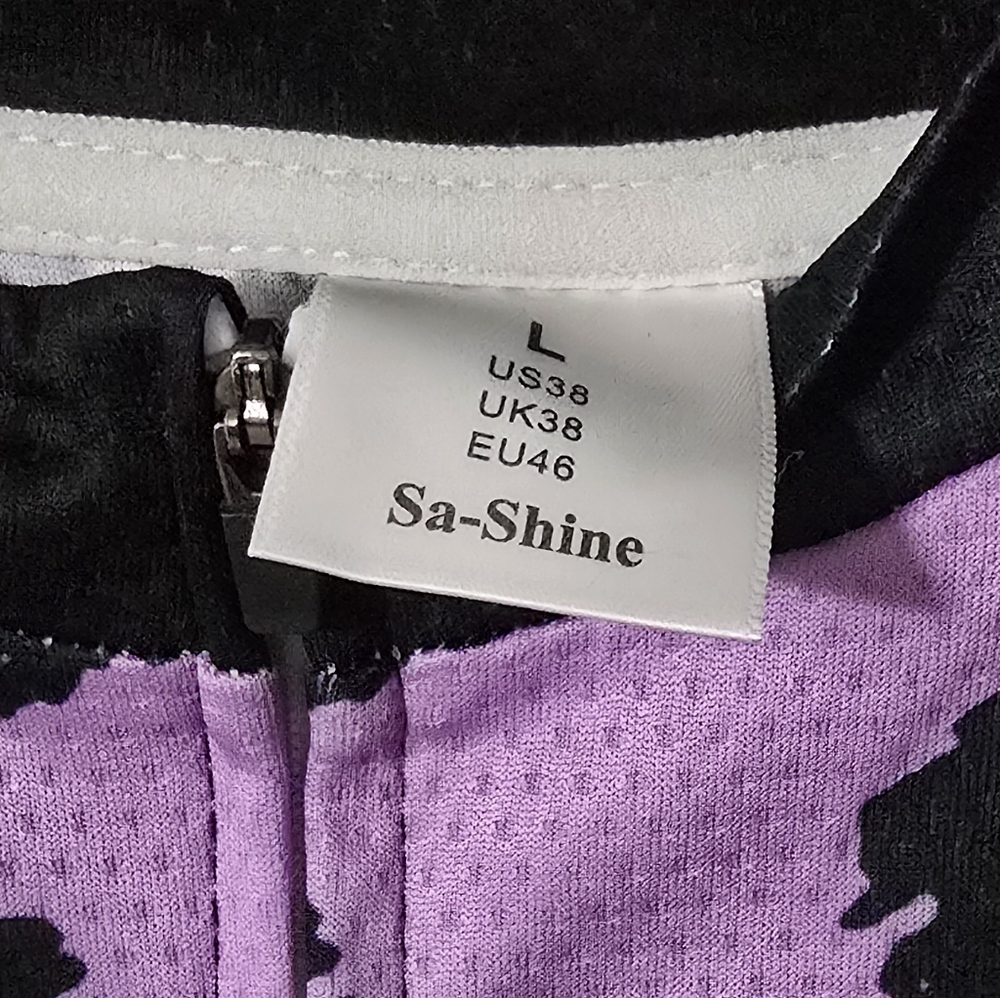 Black and Purple long sleeve cycling jersey, USED , WOMENS LG